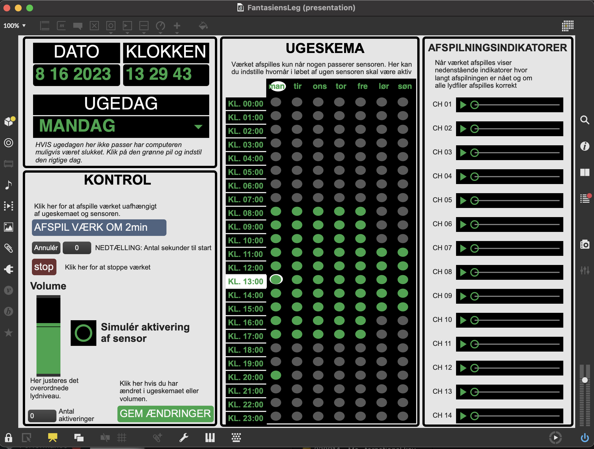 16 channel audio playback scheduler